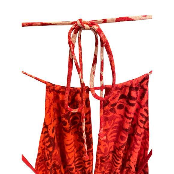 Free People Alluring Halter Mini Dress Keyhole Halter Neckline Red, Orange Small - Picture 10 of 15